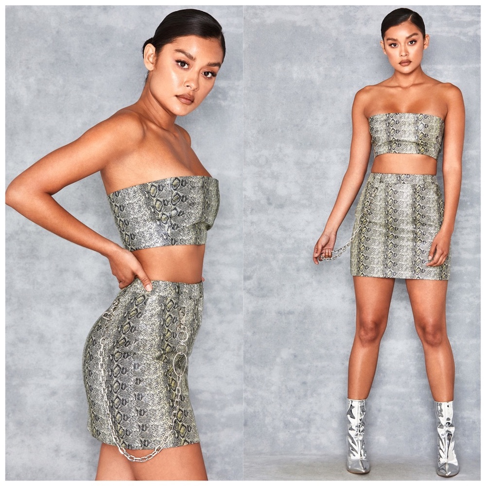 Vegan Leather Green Chance Snake Print Ski…